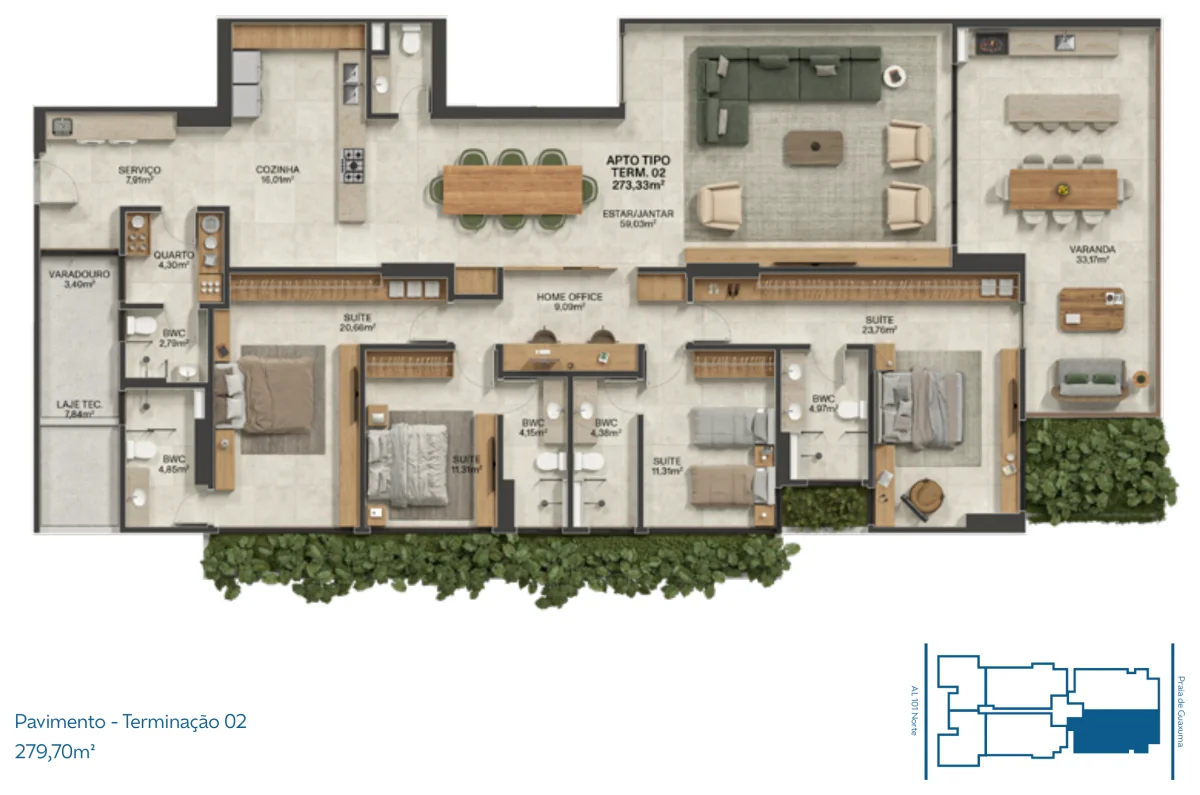 Planta Terminação 02 — 279,70 m²