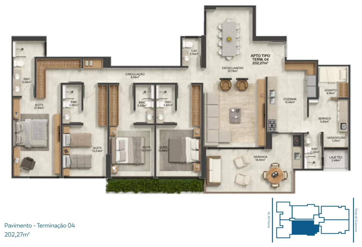 Planta Terminação 04 — 202,27 m²