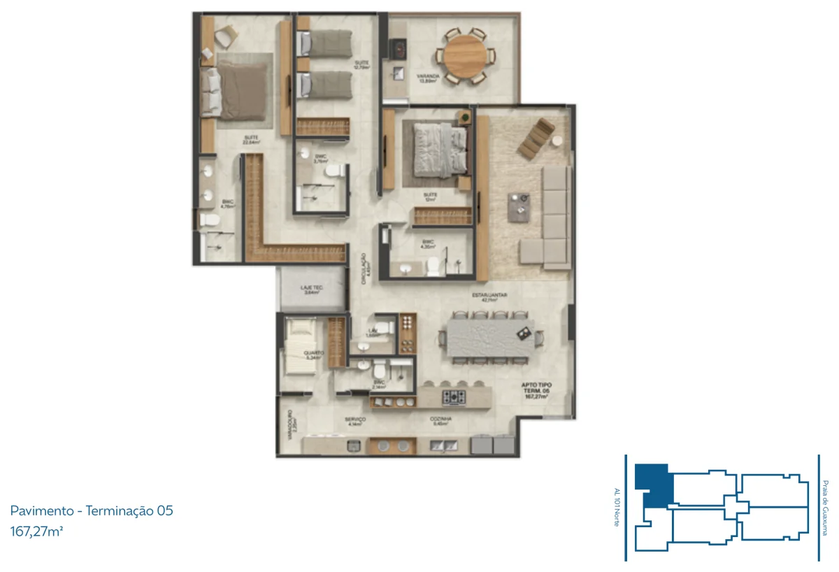 Planta Terminação 05 — 167,27 m²